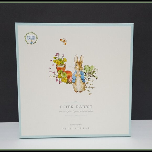 NEW RARE Pottery Barn Set of 4 Beatrix Potter Peter Rabbit Salad Plates NIB - Picture 9 of 10